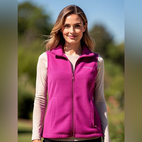 Columbia Jackets & Blazers - Columbia Pink Full Zip Fleece Vest Lightweight Size S